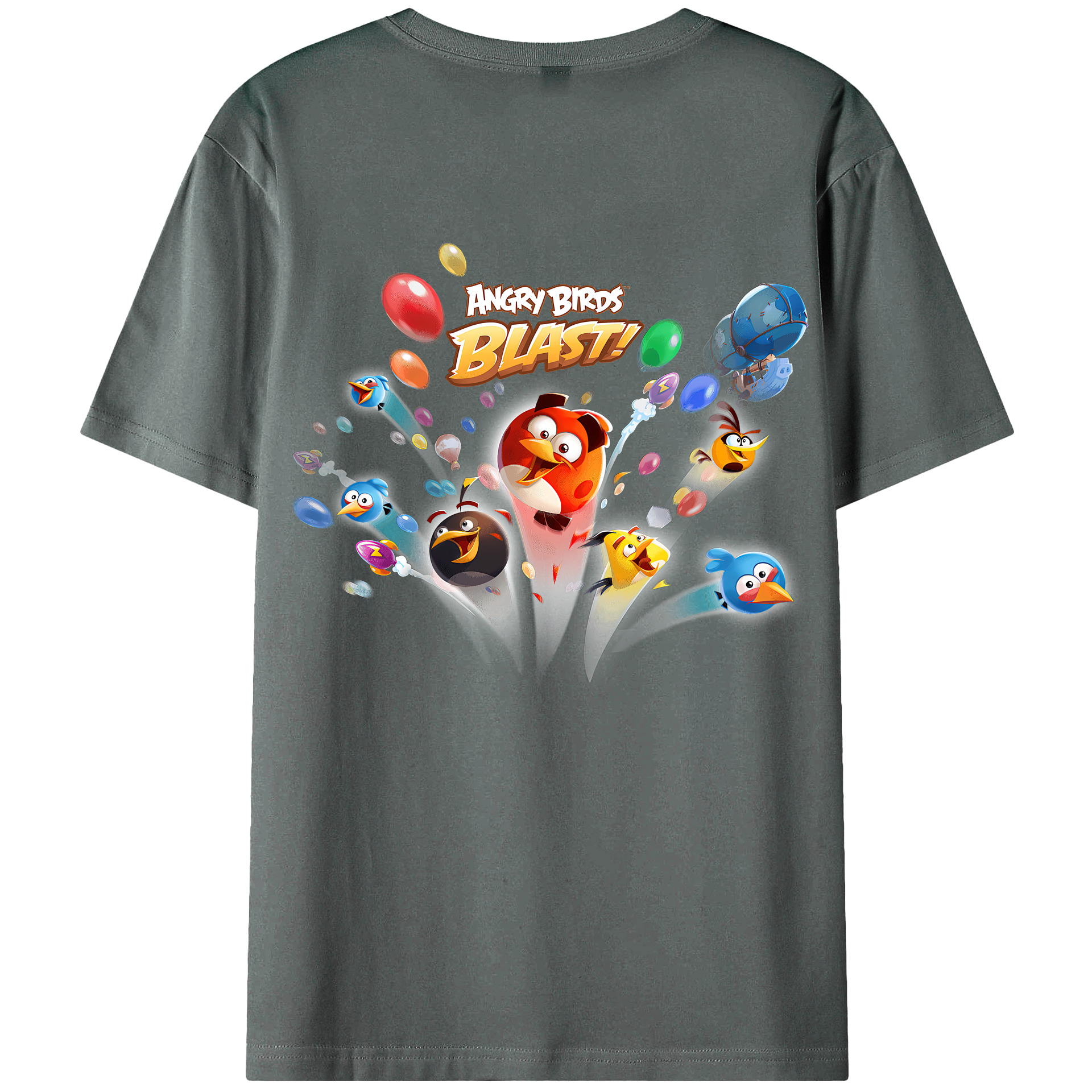 （画像用） Angry Birds アングリーバード 綿100％ メンズ半袖Tシャツ（バックプリント） 通気性